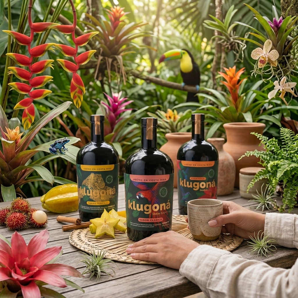 Botellas Klugoná rodeadas de fauna y flora costarricense